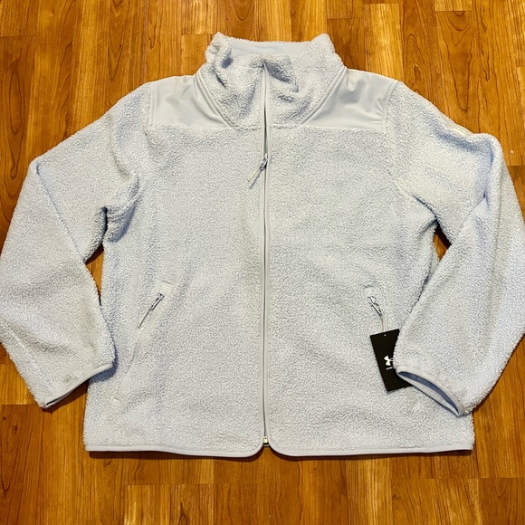 🆕 NWT Under Armour Women's Sky Blue Teddy Jacket - Picture 8 of 8